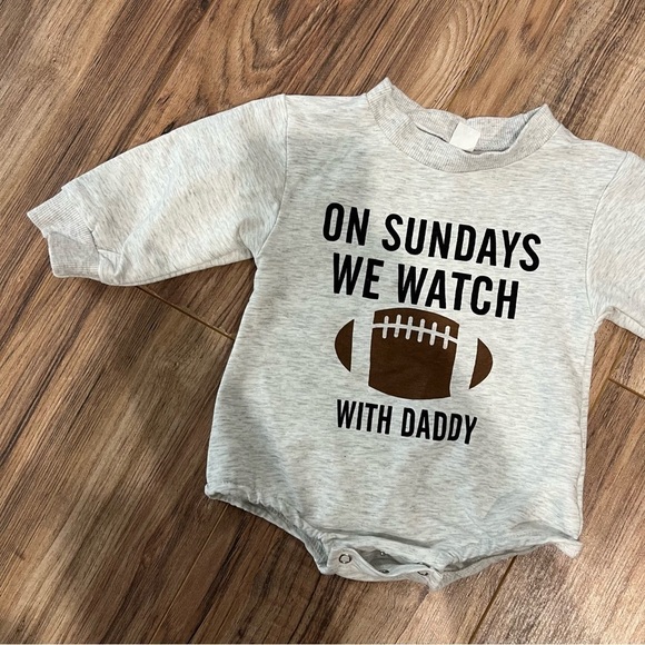 On Sundays We Watch Football Graphic Bodysuit Bubble Sweatshirt - Picture 4 of 4
